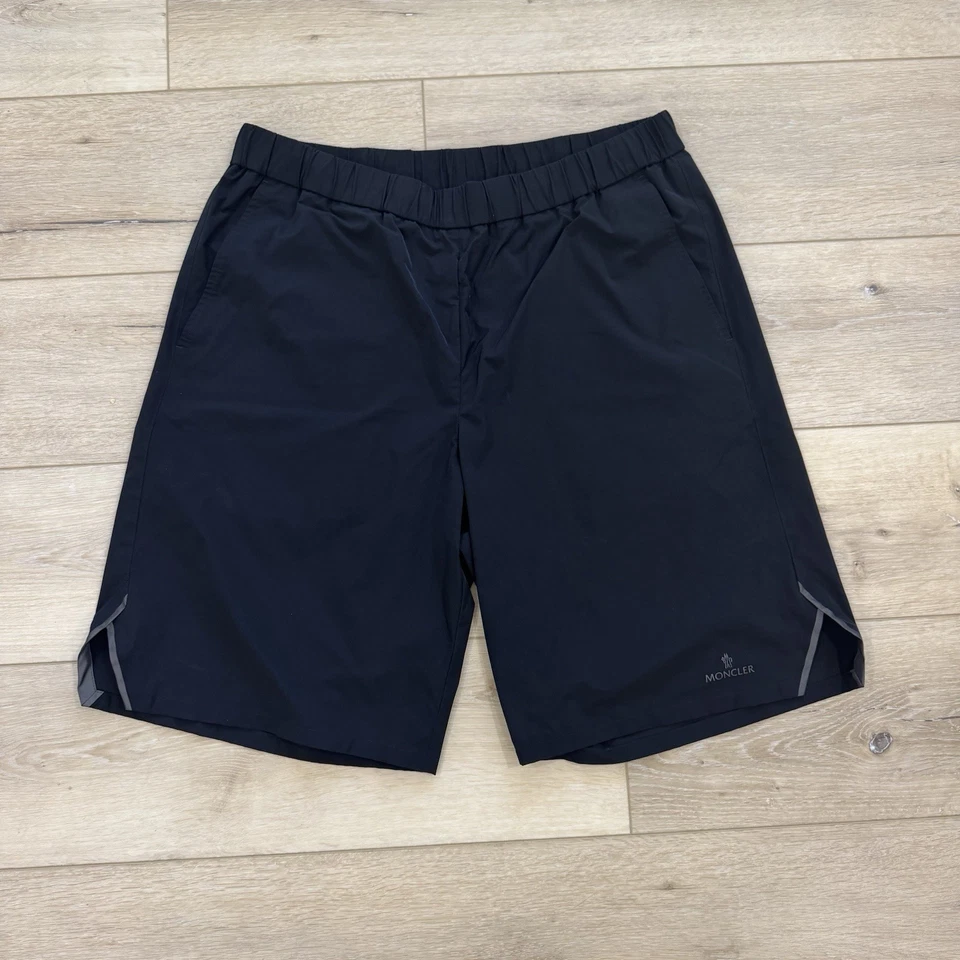 Moncler 短裤男式 XL 52 黑色标志布贴尼龙弹力设计师 — 第 1/4 张图片