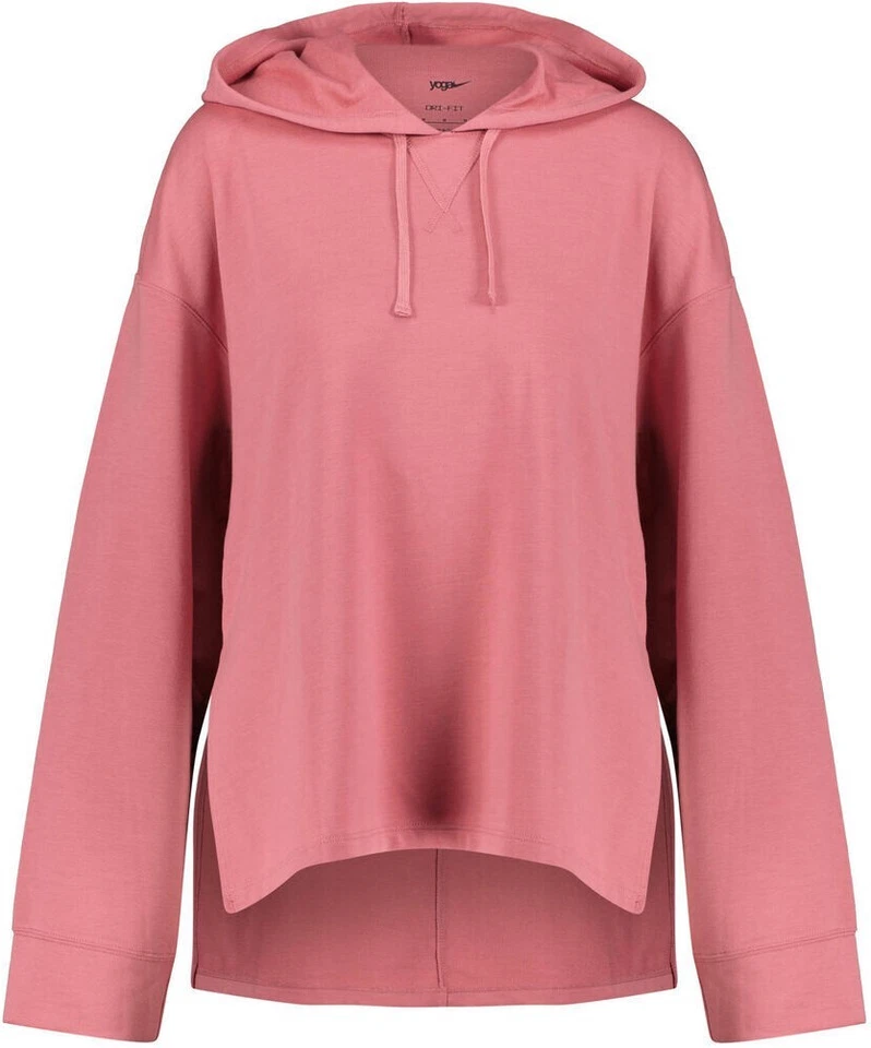 Nike Women's Small Yoga Dri-FIT Fleece Hoodie DM7033-667 Berry/Particle Grey-NEW