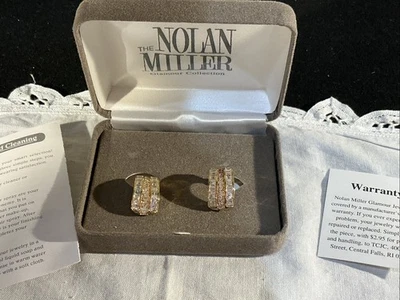 Nolan Miller Glamour Gold-Tone High Society Pave Crystal Rhinestone Earrings - Image 1 of 4