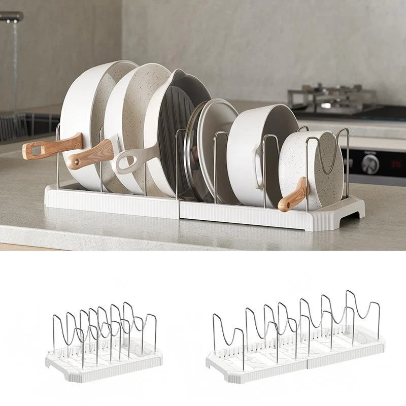 Organizador de sartén ajustable con tapa de olla soporte para tablas de cortar esteras almacenamiento Foto 1 de 4