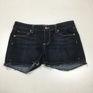 PAIGE Womens sz 28 Dark Wash SILVER LAKE Raw Edge Hem w Slits Denim Shorts - Picture 1 of 11