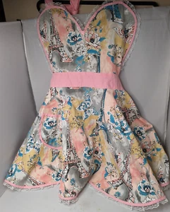 Paris Eiffel Tower Lace and Pearl Apron. Cute Housewarming Kitchen Apron - Picture 1 of 5
