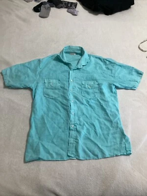 GRAN SASSO Men’s Short Sleeve Knit Full Button Shirt Size 56 Mint Green - Imagem 1 de 4