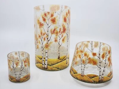 Набор обетов Yankee Candle FALL BIRCH TREE Crackle Glass Hurricane shade 2022 - Изображение 1 из 4