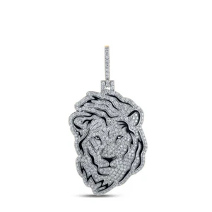 10kt Yellow Gold Mens Round Diamond Lion Face Charm Pendant 2-1/4 Cttw - Picture 1 of 1