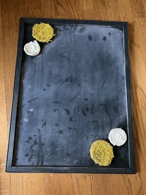 Message Handmade Chalk Board & Added Accent Mustard Cream Flowers 24x18 ❤️tw11j - Image 1 of 4