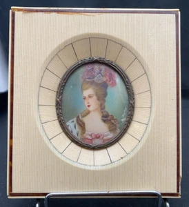 ANTIQUE MADAME DE POMPADOUR MINIATURE PAINTING PORTRAIT, FRAMED, SIGNED, c1910 - Picture 1 of 7