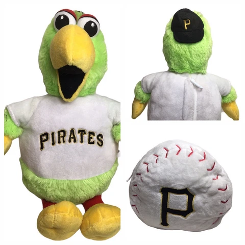 Pittsburgh Pirates Parrot Mascot Plush 17” Reverses/Turns To Baseball  HTF Cover