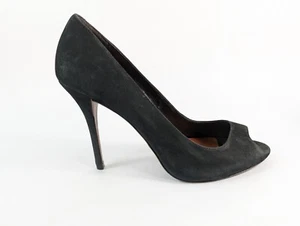 Shutz Black Nubuck All Leather High Heel Peep Toe Shoes Uk 7 Eu 40 - Picture 1 of 6