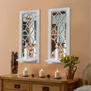 Wood Wall Sconce Candle Holder Set 2, Rustic Wall-Mount Candle Holders, Farmhous - Picture 1 of 6