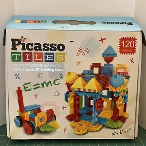 Picasso Tiles 120 Count Bristle Shape 3D Building Block Complete Set Opened Box - Picture 1 of 10