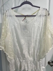Democracy XL Ivory Blouse Boho - Picture 1 of 4