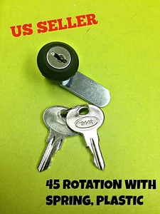 45° Cam Lock With Spring File Cabinet Mailbox Desk Drawer Cupboard Locker 2 Keys - Picture 1 of 4