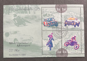 Finland Scott #961 Used Motor sports Cars and Motorcycles Souvenir sheet of 4