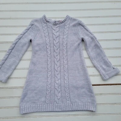 Little Lass Girls Knit Sparkle Metallic Gray Pink Sweater Long Sleeve Dress 4T - Image 1 of 4