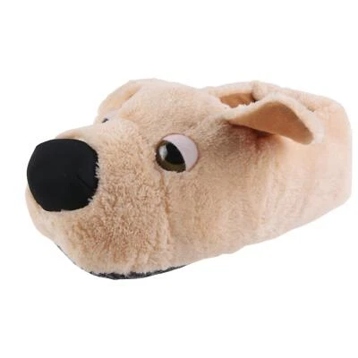 Hund Retriever Tier Hausschuhe Pantoffel Schlappen Plüsch Braun Damen Herren - Bild 1 von 2