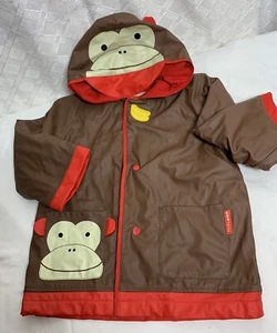 Skip Hop Kids Monkey Raincoat Hooded Medium 3/4 - Picture 1 of 11