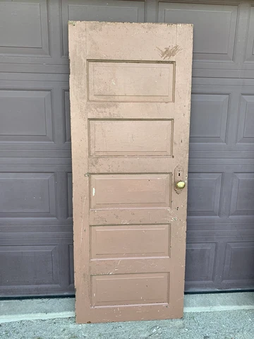 Vintage Wooden Painted 5 Panel Door Cover