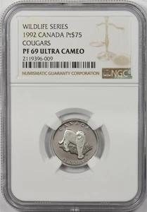 Canada 1992 $75 platinum Cougar animal NGC Proof 69UC 0.25oz platinum. Wildlife - Picture 1 of 2