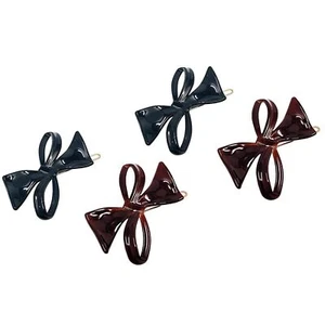 Parcelona French Bow Knot Shell Black Small Side Slide Snap Hair Barrette - Picture 1 of 8