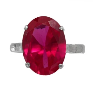 Red Stone Lady's Stone Ring 14K White Gold 3.7g Size:6.5 (PZ1000118) - Picture 1 of 7