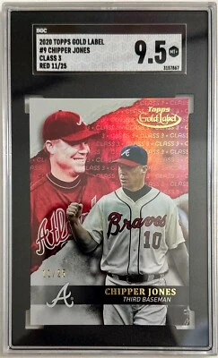 2020 Topps Gold Label Class 3 Red /25 Chipper Jones #9 SGC 9.5 - Image 1 of 2