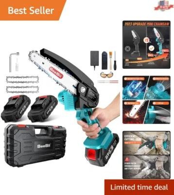 Cordless Mini Chainsaw - 6-inch - 12 Pc Tool Set - 2x Big Batteries - 2.62lbs - Image 1 of 4