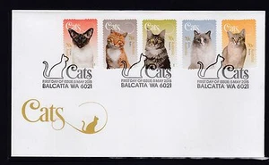 .AUSTRALIA - 2015 CATS Pet Animals Self adhesive P&S set of 5 on FDC. - Picture 1 of 1