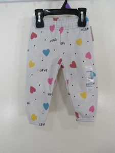 New Garanimals Fleece Pants Size 12 Months Multi Color Hearts Words Elastics - Picture 1 of 6