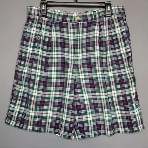Pantaloncini vintage Tommy Hilfiger a quadri uomo 33 verde blu tasche chino anni 90 - Foto 1 di 10