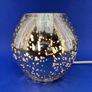 IKEA Knubbig Table Lamp Metallic Silver 7” Glass Globe Space Accent Light Round - Picture 1 of 16