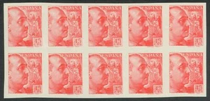 ESPAÑA 1939 - EDIFIL 871s(*) - 45 CTS. FRANCO - BLOQUE DE 10 SIN DENTAR - MNG - Imagen 1 de 2