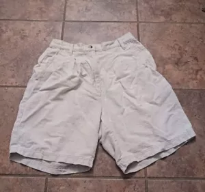 Woolrich Womens Linen Blend Highrise Vintage Bermuda Safari Shorts Tan Pleated 8 - Picture 1 of 17