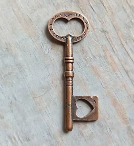 Llave esqueleto 2,4" antigua rústica corazón de cobre steampunk estilo vintage - Imagen 1 de 3