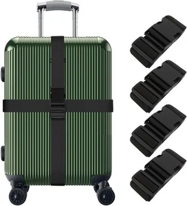 4 Pieces Luggage Straps, Heavy Duty with Quick-Release Buckle Suitcase Black - Picture 1 of 7
