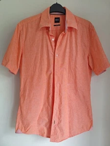 Hugo Boss Orange Cotton And Linen Short Sleeve Shirt Size S - Picture 1 of 8