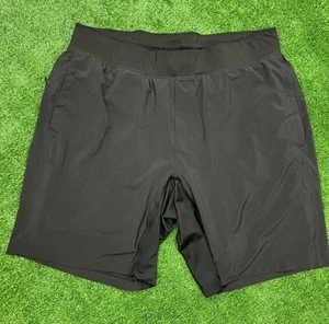 Lululemon Shorts Herren 2XL schwarz gefüttert Laufen Training Reißverschluss hinten Tasche Kordelzug - Bild 1 von 8