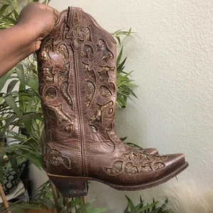 TWISTED X Steppin’out Brown Python Inlay Cowboy Cowgirl Western Boots Women 6B - Picture 1 of 7
