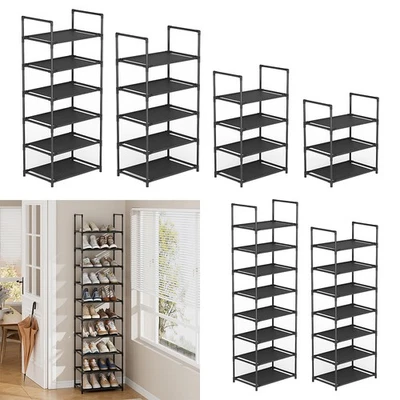 Metal Narrow Shoe Rack Shoe Shelf Vertical Tall Slim Footwear Storage Organizer - Image 1 of 4