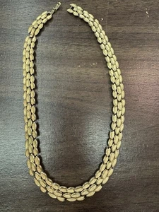 Girocollo/collana vintage anni 50 CORONA TRIFARI design foglia tono oro con prolunga - Foto 1 di 7