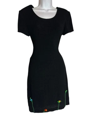 Vestido De Colección Joseph Ribkoff Creations Multicolor Cinta 3D Flores Negro Elástico 6 Foto 1 de 4