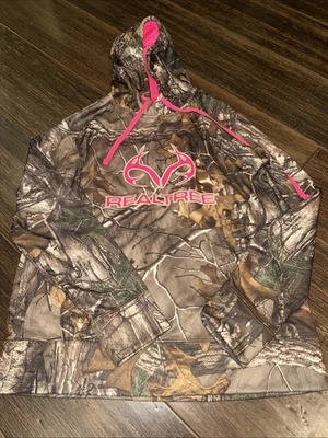 安德玛女式狩猎连帽衫运动衫中号迷彩粉色风暴Realtree — 第 1/3 张图片