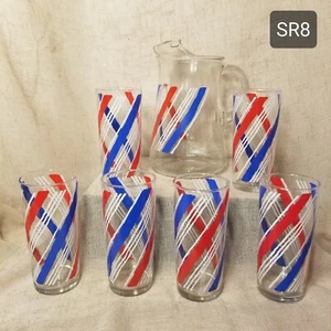 Americana USA Libbey Glass Refresher Set Pitcher With 6 Glasses In original box - Picture 1 of 8