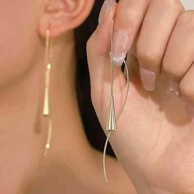 Orecchini A Clip A Goccia D'Acqua In Argento 925 Placcato Con Cristallo Regalo - Immagine 1 di 4