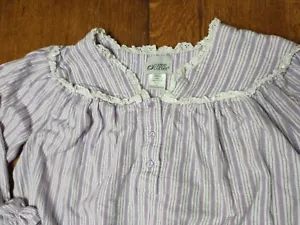 Vestido Cozee Corner XL de franela púrpura blanco puntas algodón grannycore - Imagen 1 de 10