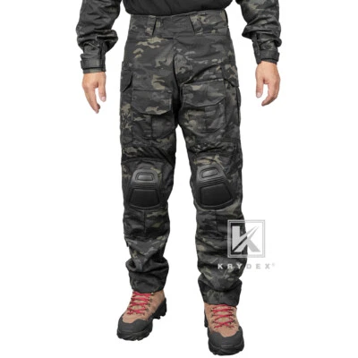 KRYDEX Gen3 Tactical Army Trouser Combat Pants w/ Knee Pads Clothing Black Camo - Image 1 of 4