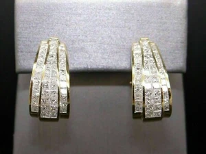 3Ct Lab Created Diamond Hoop/Huggie Earrings 14K Yellow Gold Plated Silver - Picture 1 of 12