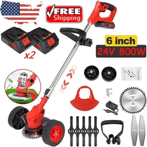 24V Electric Weed Eater Cutter Grass String Trimmer Cordless 2 Battery Powered - Picture 1 of 24