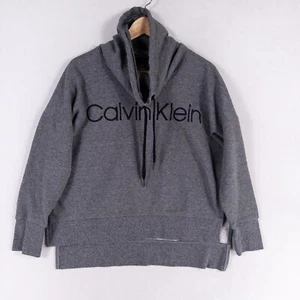 Calvin Klein Sweatshirt Womens Sz Small Gray Funnel Neck Boxy Side Slits Casual - Picture 1 of 8
