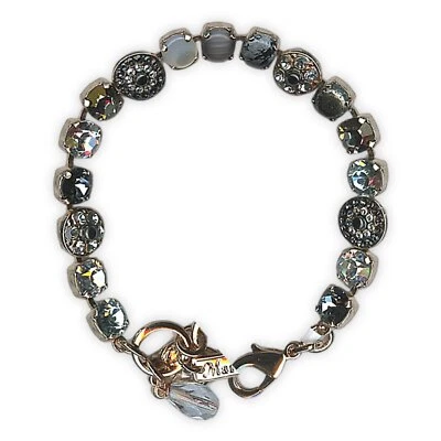 Pulsera de Mariana Mujer Encantadora Obsidiana Mineral y Cristales de Swarovski Transparentes Foto 1 de 4